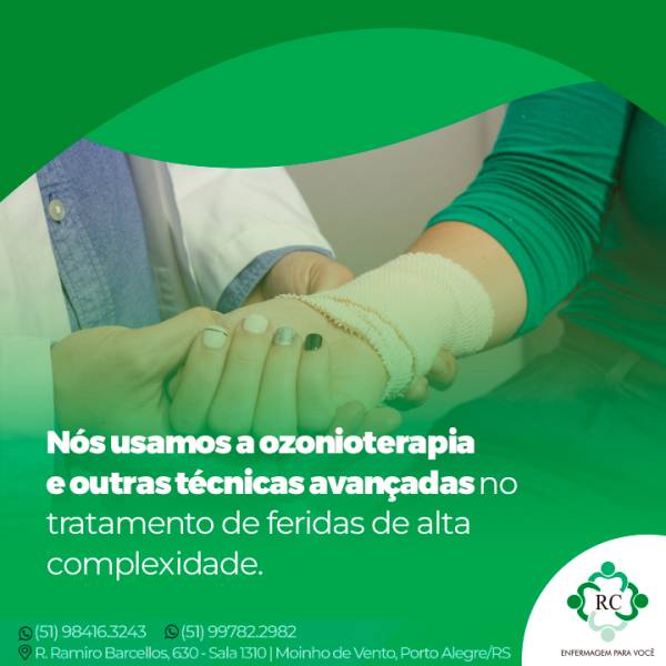 Nós usamos a ozonioterapia  e outras técnicas avançadas no  tratamento de feridas de alta  complexidade.